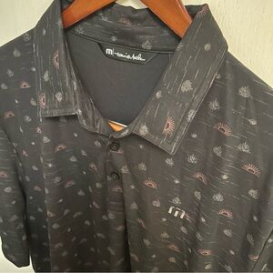 Travis Mathew Polo Shirt Mens XL Black Modesto Agave Sun Performance Golf